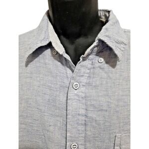 Original Weatherproof Vintage Linen Shirt Mens XL Short Sleeve Blue 0023